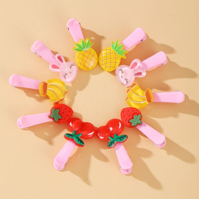 

10pcs Cartoon Fruit Hair Clip, Multicolor