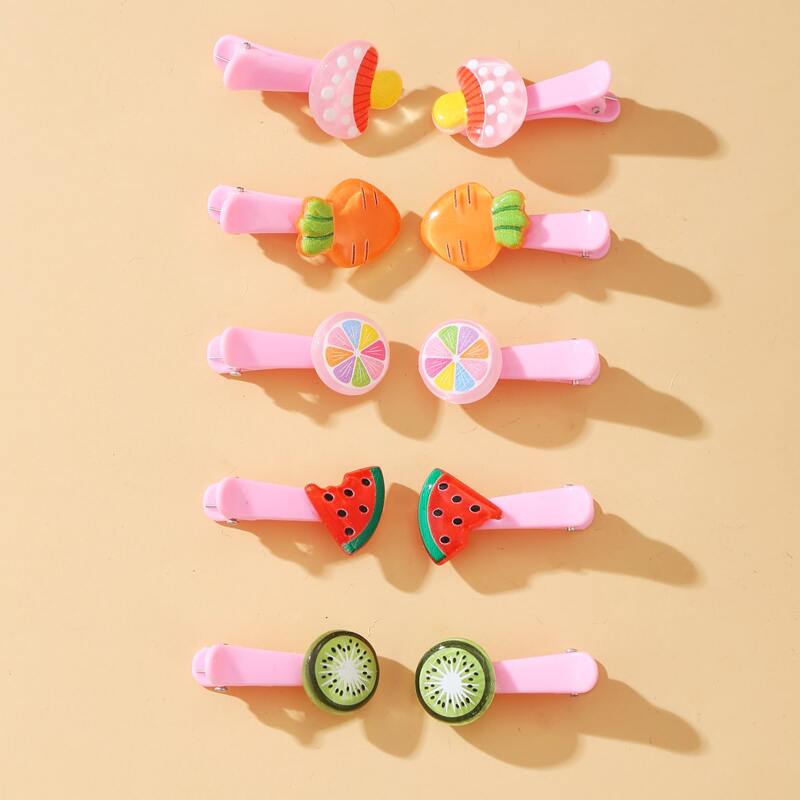 

10pcs Cartoon Fruit Hair Clip, Multicolor