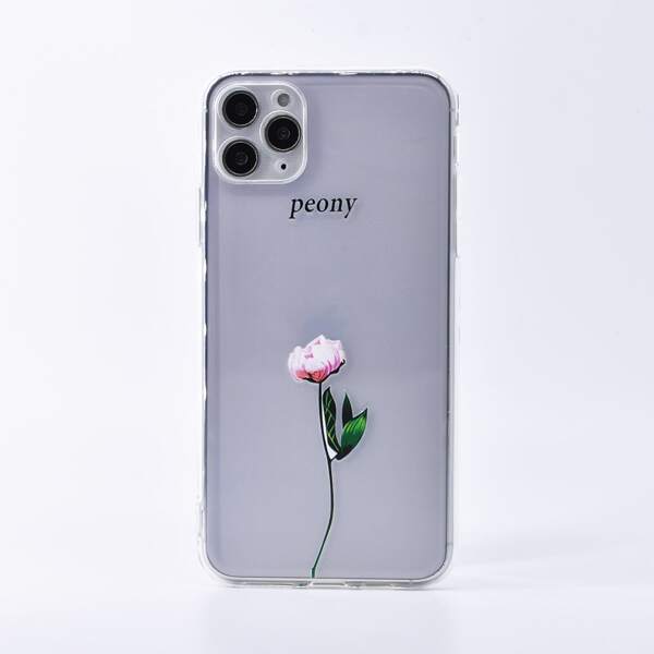 

Flower & Letter Graphic iPhone Case, Clear