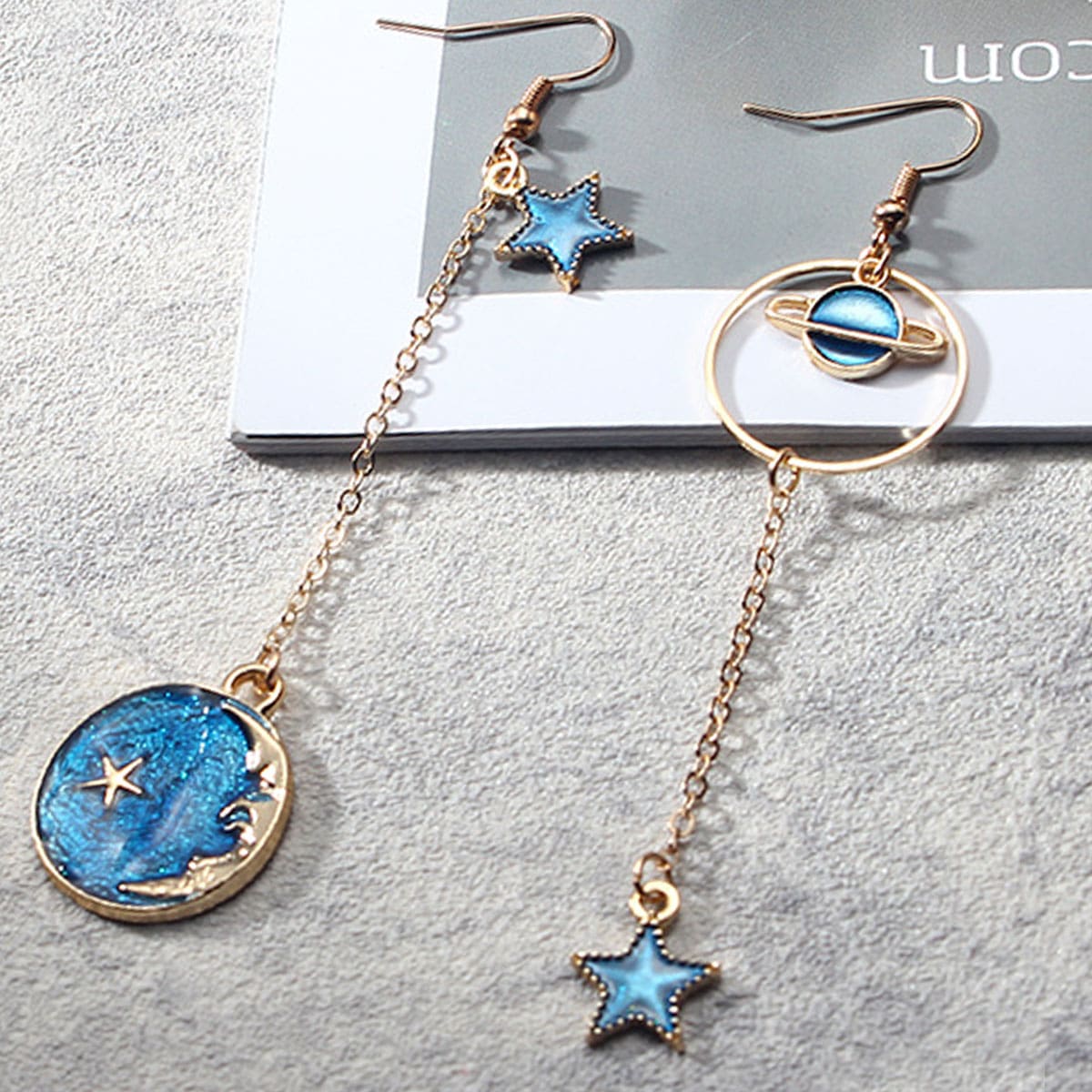 

Galaxy Decor Ring Drop Earrings, Blue