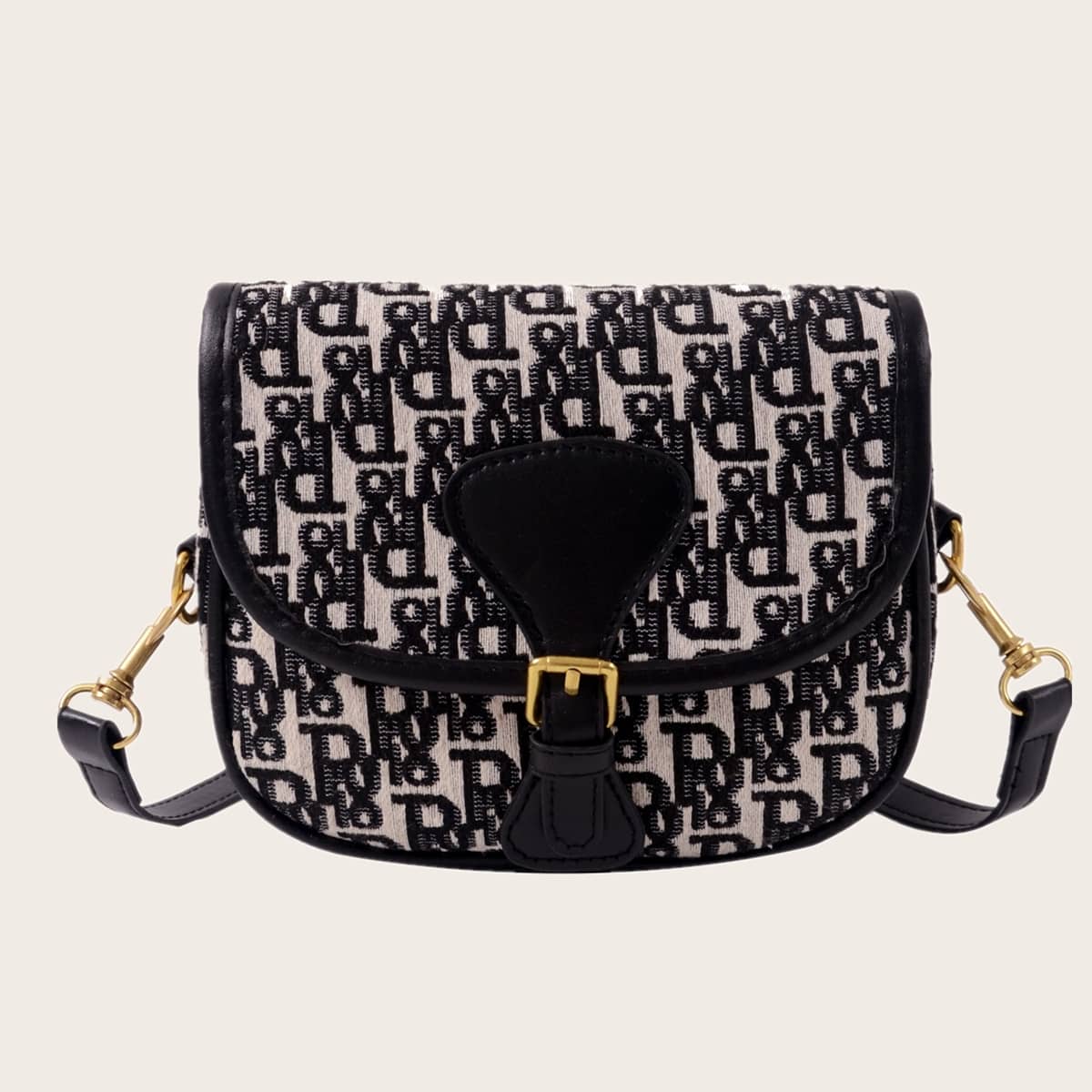 

Letter Graphic Saddle Bag, Black