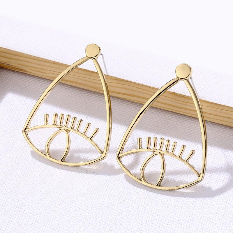 

Eye & Geo Drop Earrings, Gold
