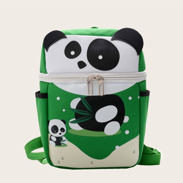 

Kids Cartoon Panda Print Backpack, Green