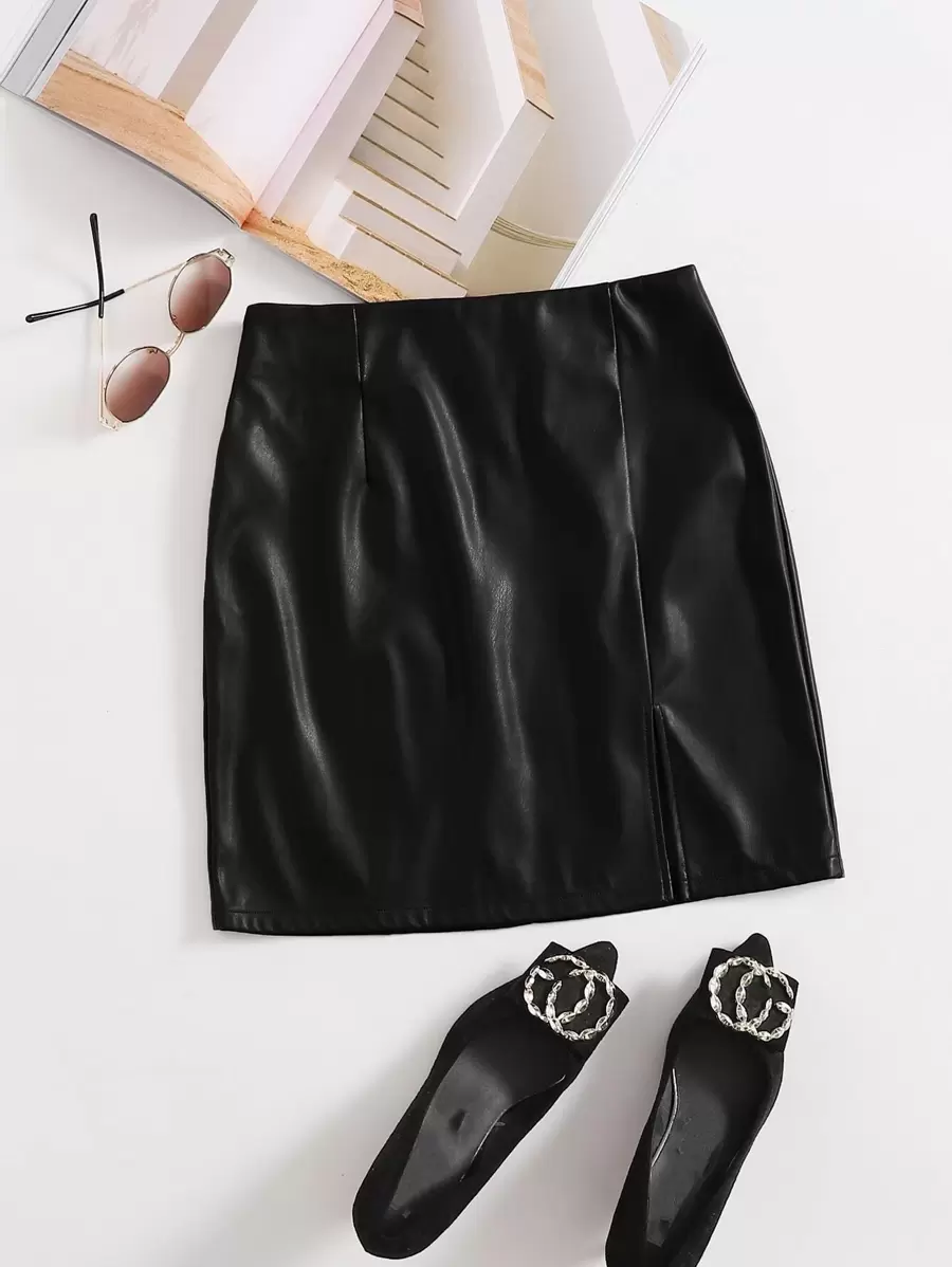 SHEIN Privé Váy Dây kéo màu trơn Giải trí - màu đen - Xem 1