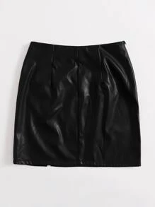 SHEIN Privé Váy Dây kéo màu trơn Giải trí - màu đen - Xem 4