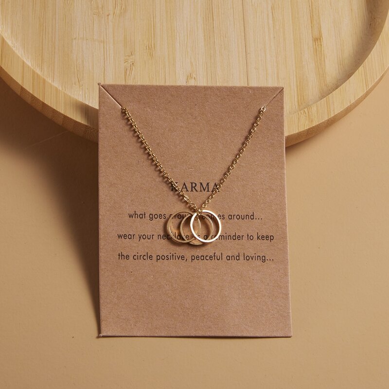 

Triple Round Charm Necklace, Gold
