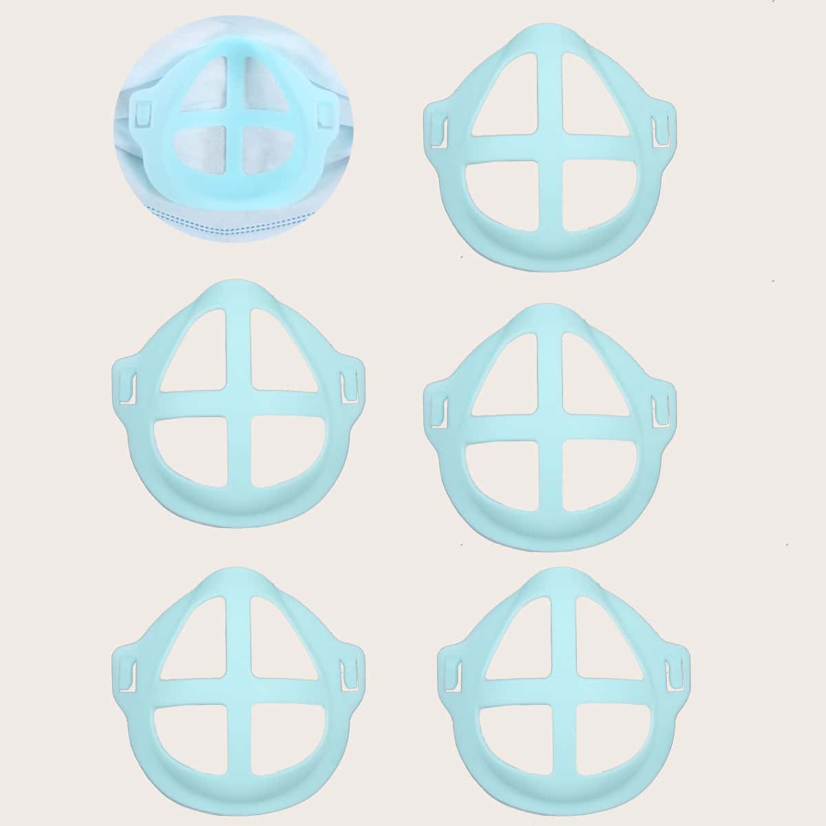 

5pcs Solid Face Mask Holder, Blue