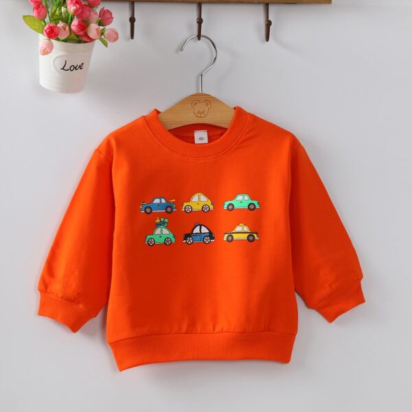 

Toddler Girls Car Print Sweatshirt, Orange
