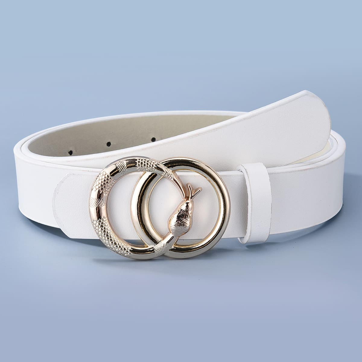 

Snake Shaped Buckle Belt, White