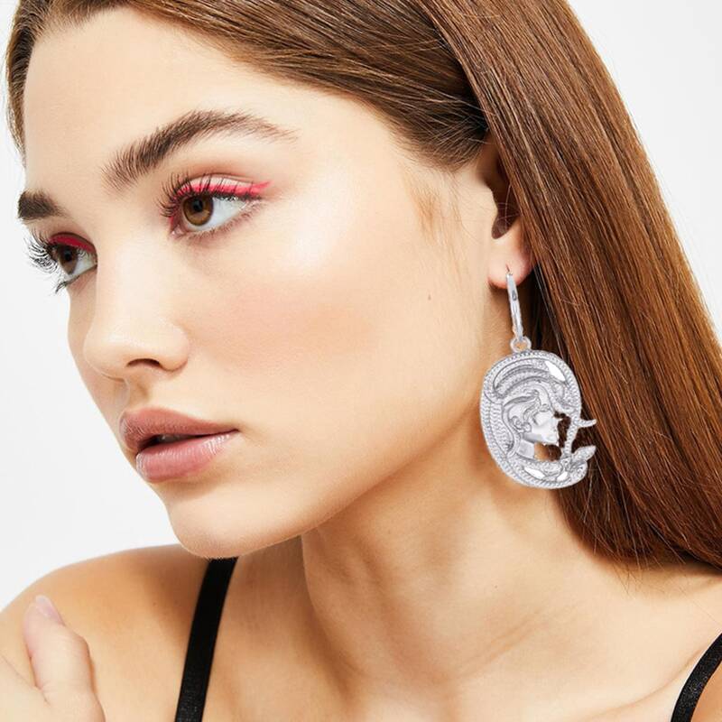 

Snake & Figure Drop Earrings, Silver
