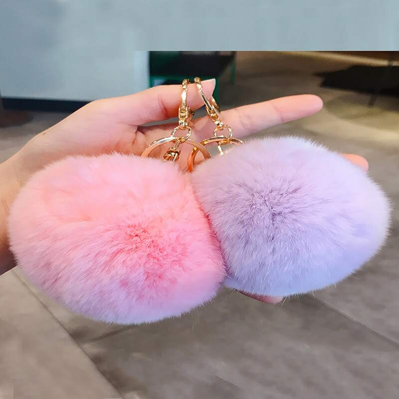 

2pcs Random Pom Pom Charm Keychain, Multicolor