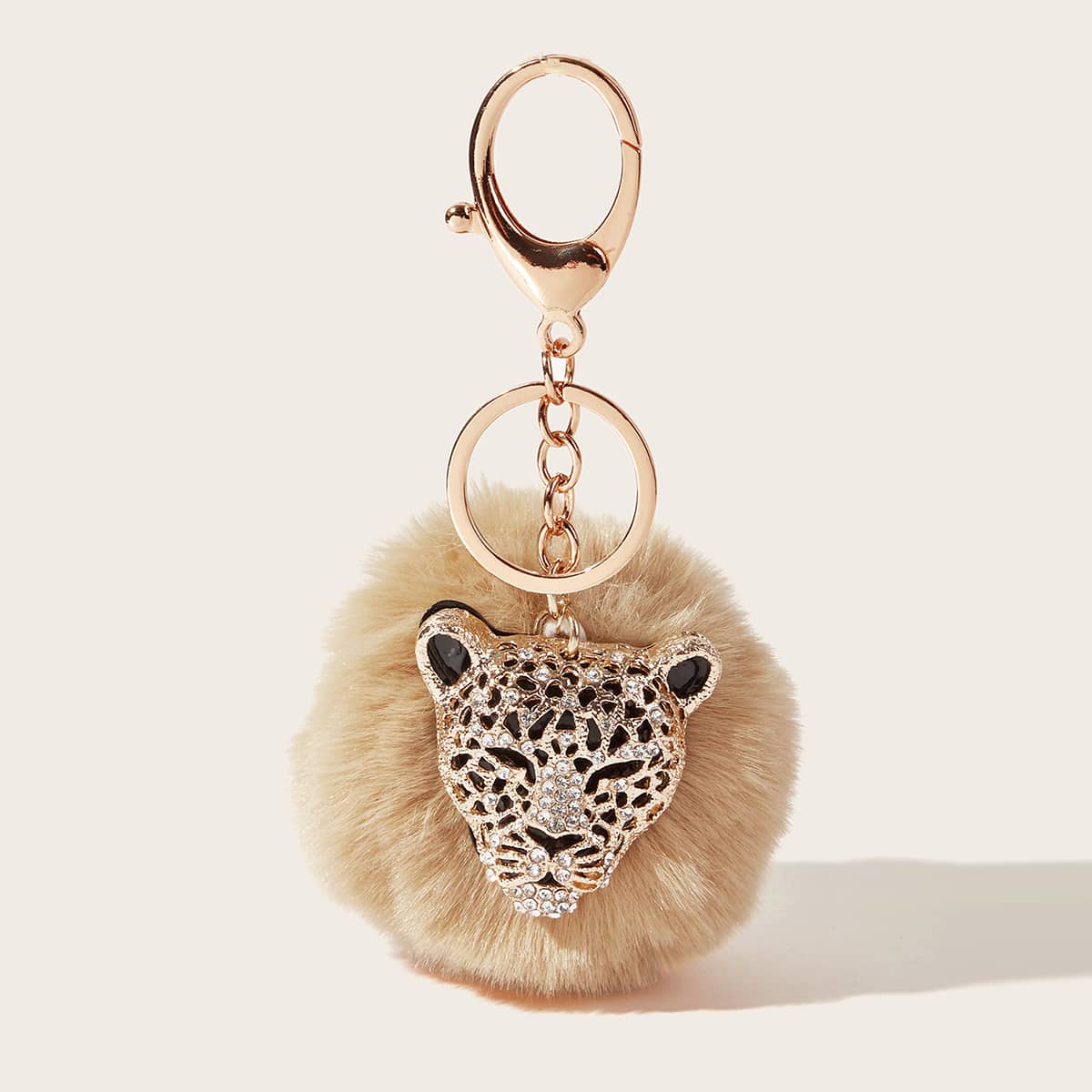 

Pom Pom Charm Keychain, Brown
