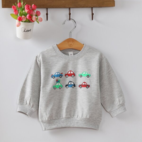 

Toddler Girls Car Print Sweatshirt, Grey