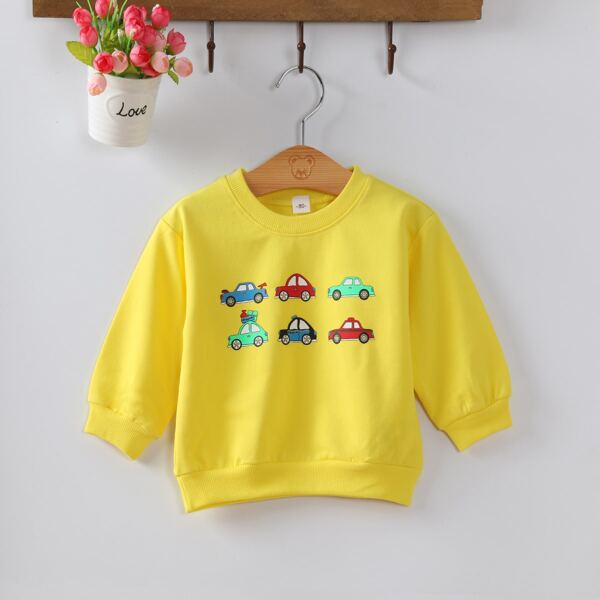 

Toddler Girls Car Print Sweatshirt, Yellow