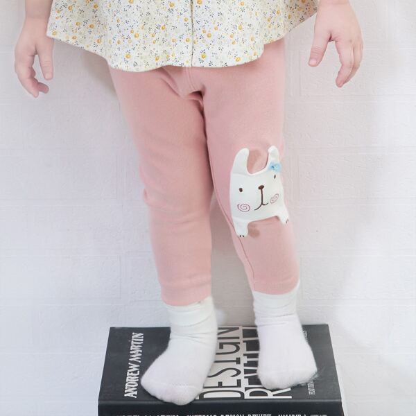 

Toddler Girls Cartoon Patched Leggings, Baby pink