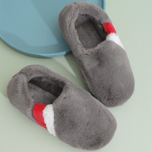 

Men Color Block Fluffy Slippers, Dark grey