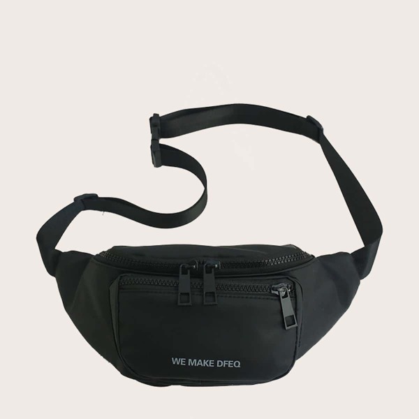 

Men Letter Graphic Pocket Front Fanny Pack, Black