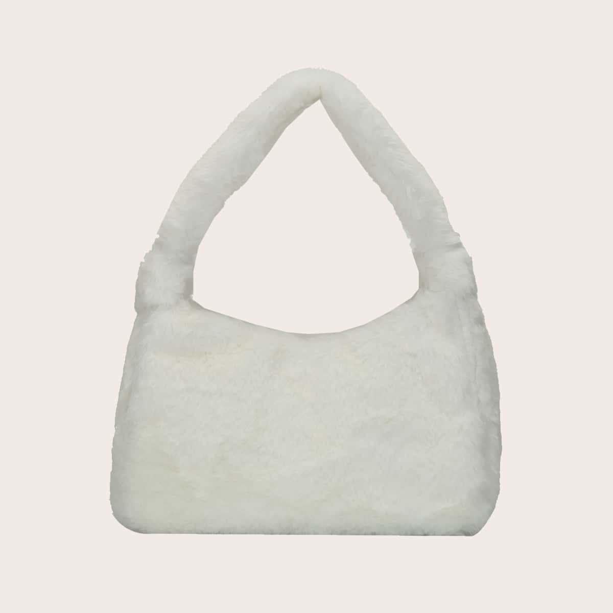 

Faux Fur Baguette Bag, White