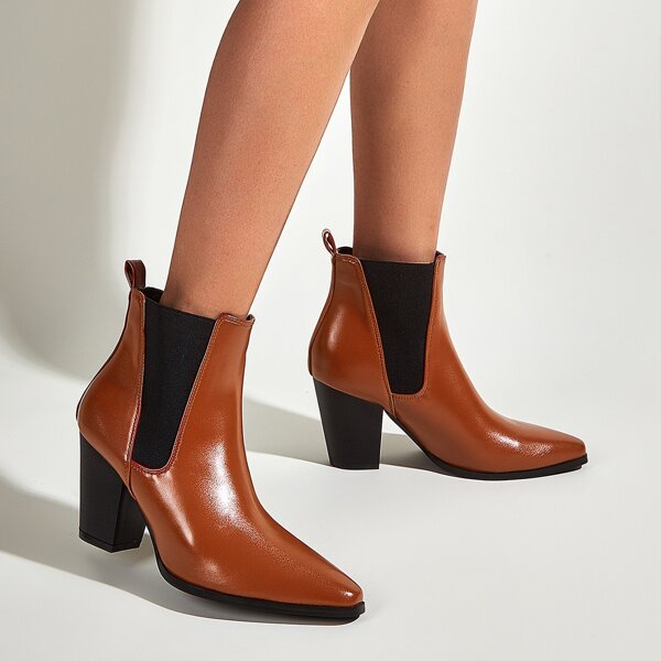 

Minimalist Chunky Heeled Chelsea Boots, Brown