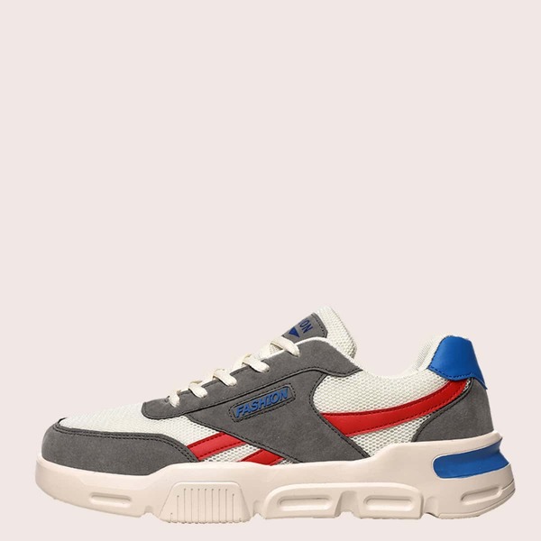 

Men Lace-up Front Colorblock Mesh Panel Sneakers, Grey