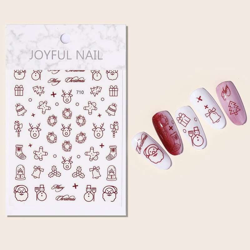 

1pc Christmas Pattern Sticker, Red