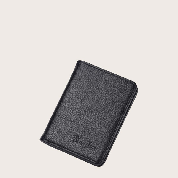 

Litchi Embossed Short Purse, Black