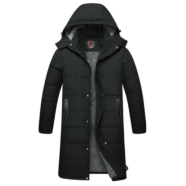 

Men Teddy Lined Zip Up Hooded Puffer Coat, Black