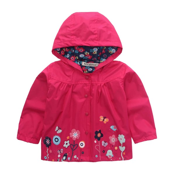 

Toddler Girls Floral Print Hooded Jacket, Pink