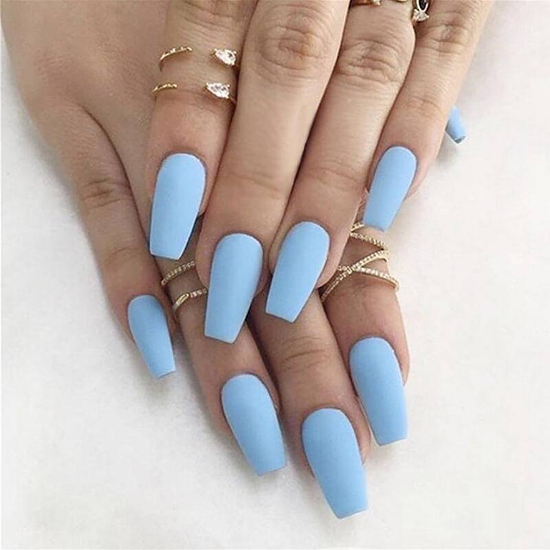 

24pcs Matte Fake Nail, Blue
