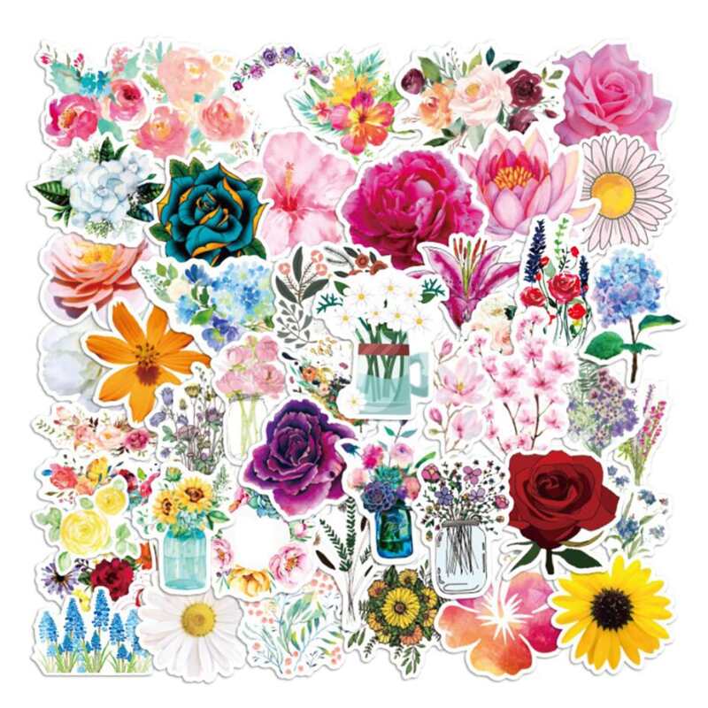 

50pcs Flower Sticker, Multicolor