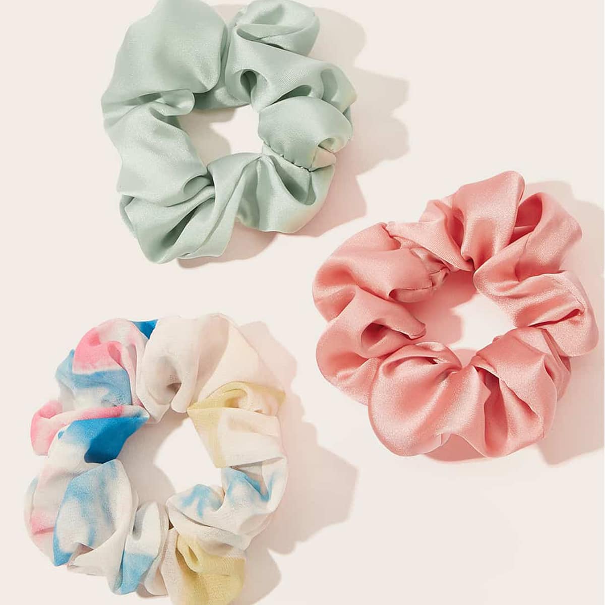 

3pcs Tie Dye Hair Scrunchie, Multicolor