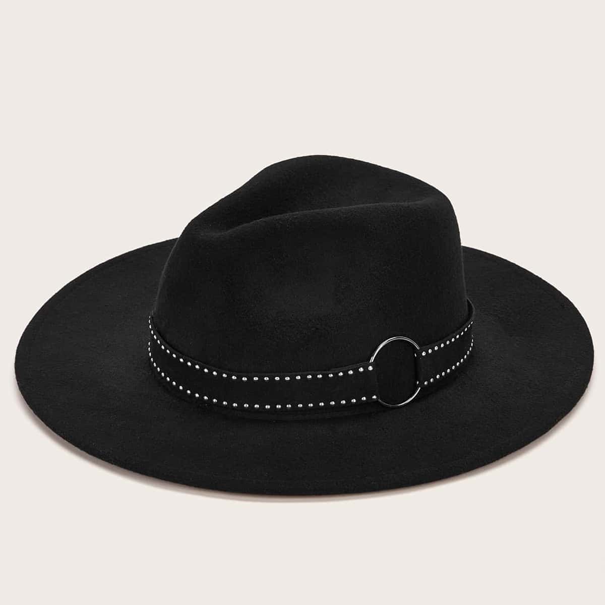 

Contrast Band Fedora Hat, Black