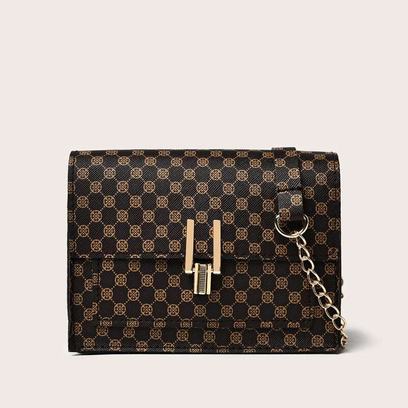

Quilted Flap Crossbody Bag, Brown