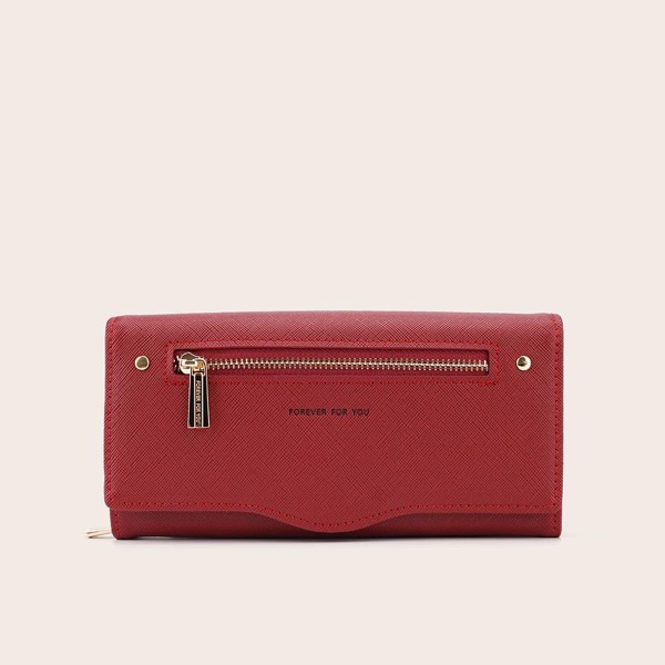 

Letter Graphic Flap Long Purse, Red