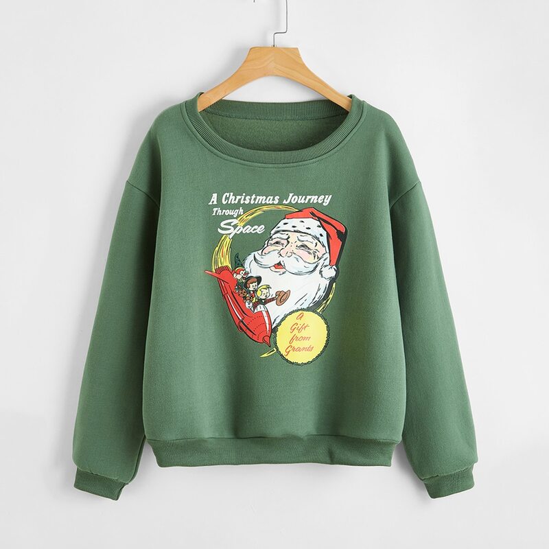 

Christmas Letter Santa Claus Graphic Sweatshirt, Green