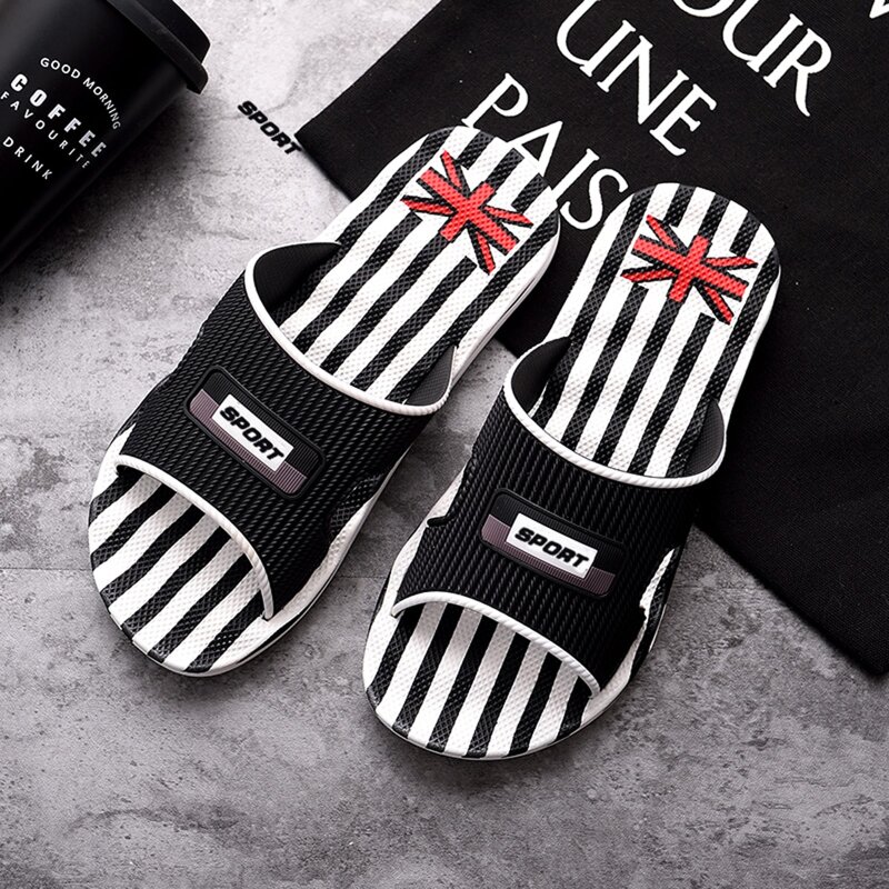 

Guys Letter Graphic Open Toe Slippers, Black