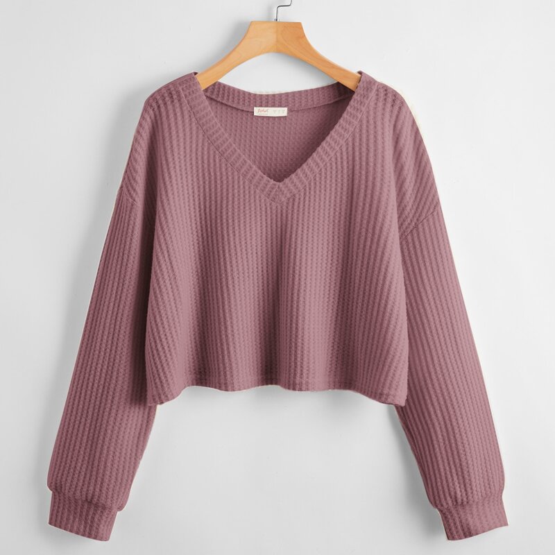 

Solid Oversized Sweater, Mauve purple