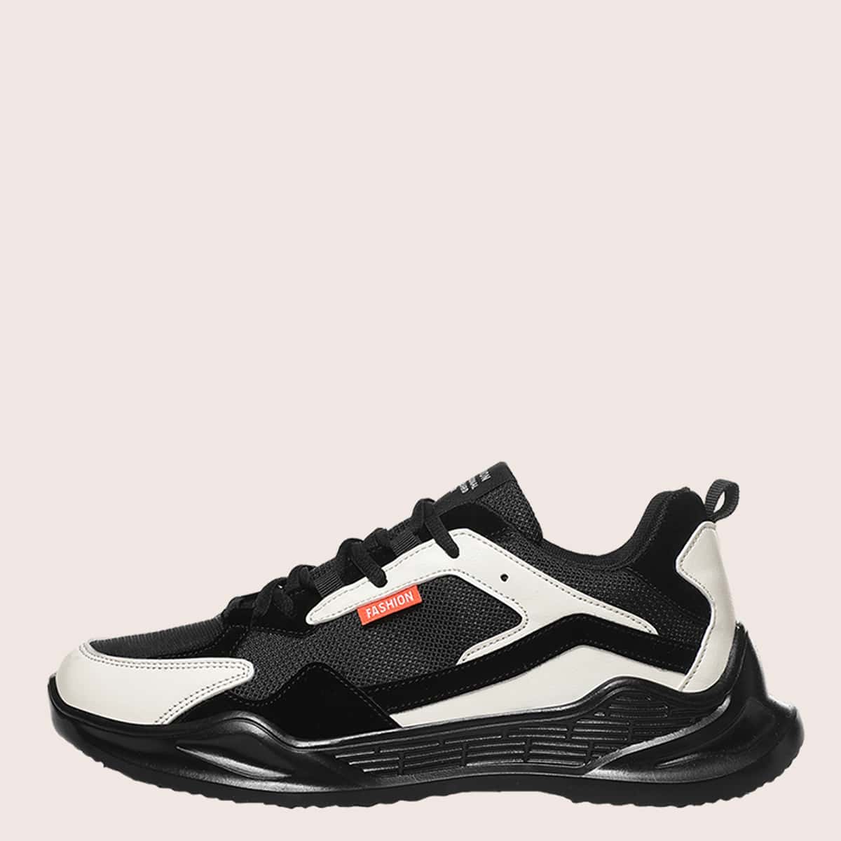 

Guys Lace-up Front Mesh Panel Chunky Sneakers, Black