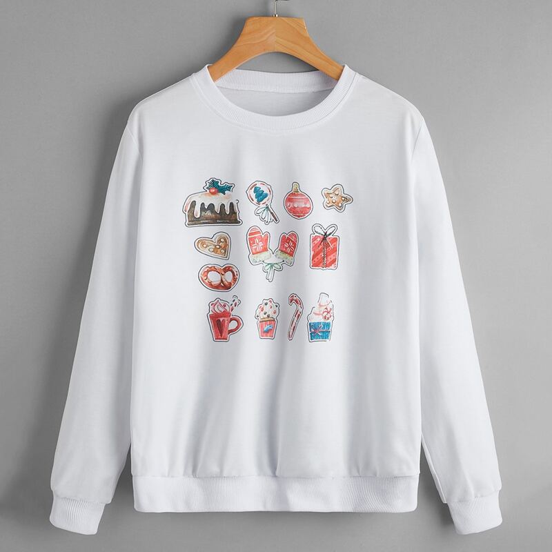 

Christmas Cake Graphic Sweatshirt, White