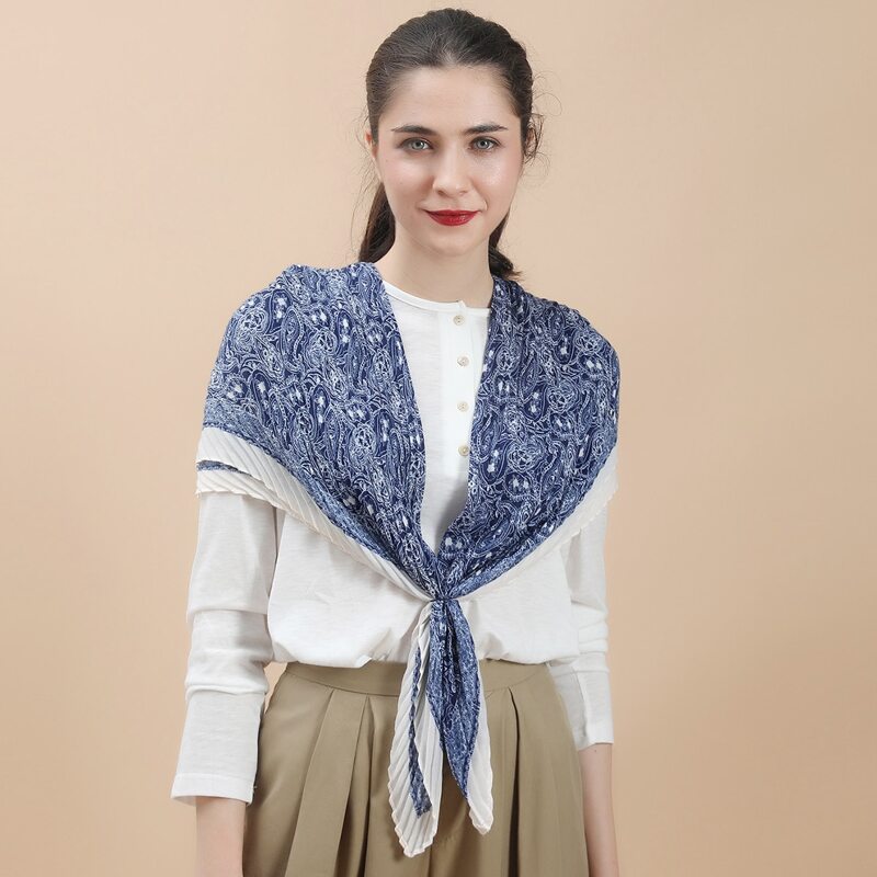 

Paisley Pattern Shawl Scarf, Blue