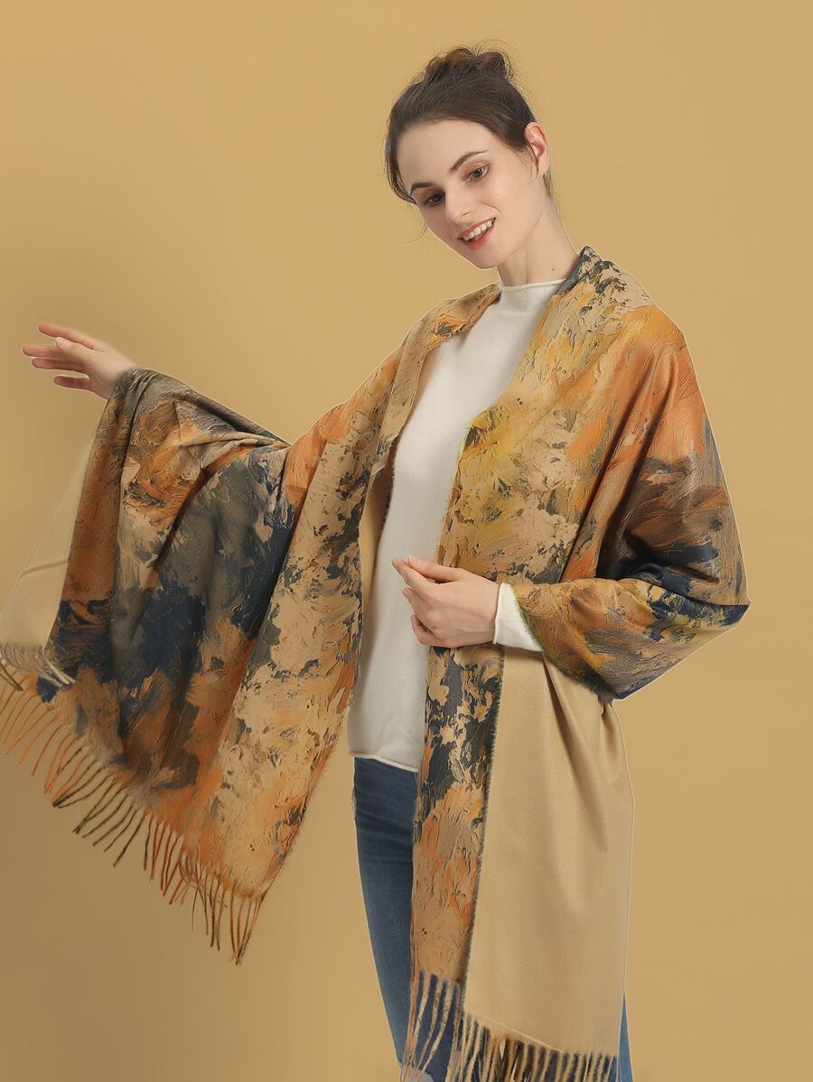 Boho Fringe Shawl Scarf For Daily Wear - Multicolor - View 1