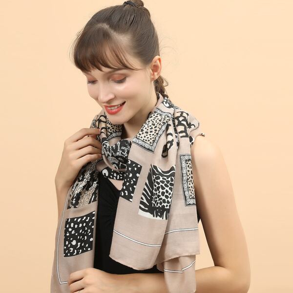 

Animal Pattern Shawl Scarf, Multicolor