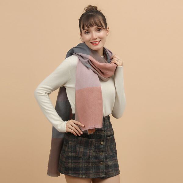 

Plaid Raw Edge Scarf, Multicolor