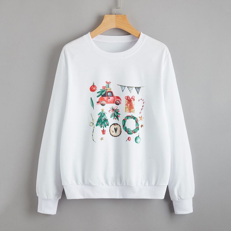 Christmas Graphic Sweatshirt, White