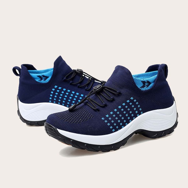 

Striped Lace-up Decor Wide Fit Sneakers, Blue