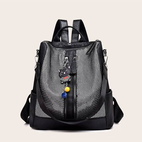 

Cartoon Charm Large Capacity Bag, Black