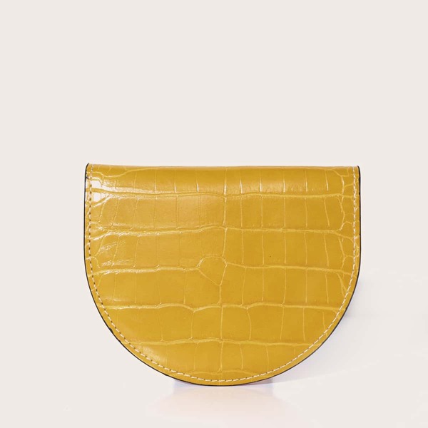 

Croc Embossed Semicircle Shaped Purse, Yellow