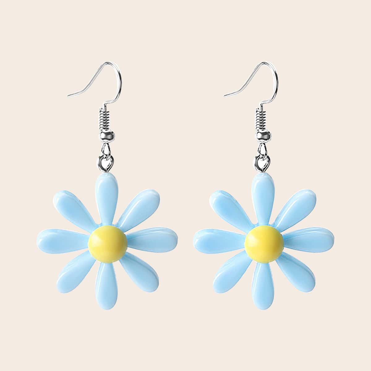 

Floral Drop Earrings, Baby blue