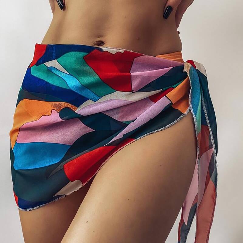 

Allover Graphic Cover Up Skirt, Multicolor