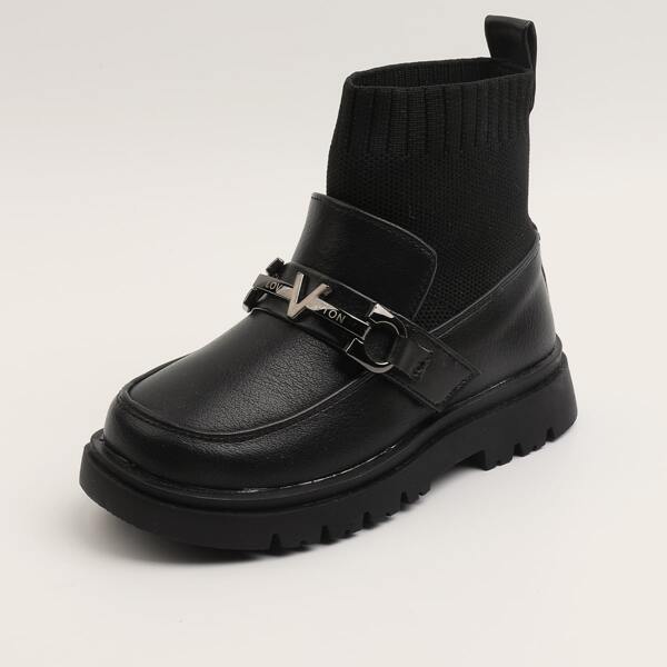 

Girls Metal Decor Ankle Boots, Black